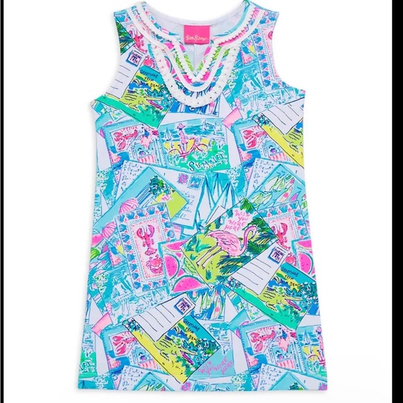 Lilly Pulitzer GIRLS Mini Harper Shift Multi Pop Up Wish You Were Here - Picture 1 of 2